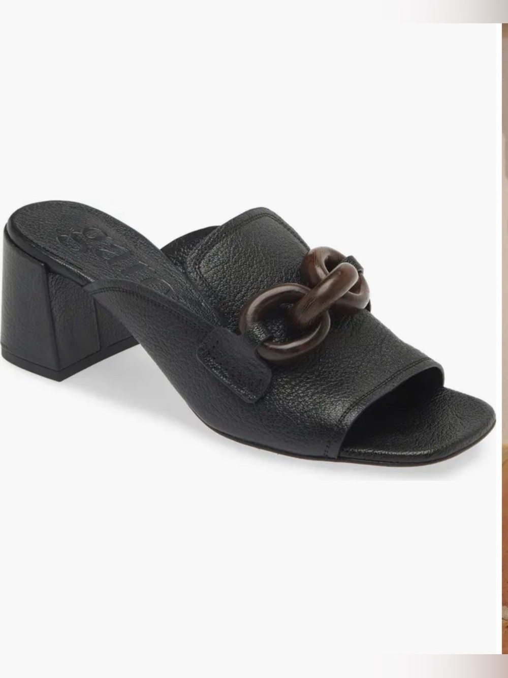 Pedro Garcia Umita black leather sandals wooden chain-link block heel 40.5US10.5